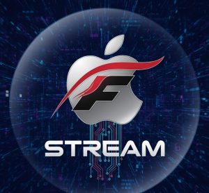 شعار Apple وشعار الفورمولا 1 مدمجان في تصميم يعبر عن صفقة البث الرقمي