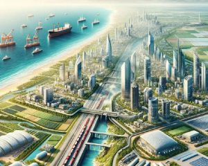 يد أجنبية ضخمة تحاول وضع "صندوق" على خريطة غزة ترمز لمخطط الوصاية الأجنبية